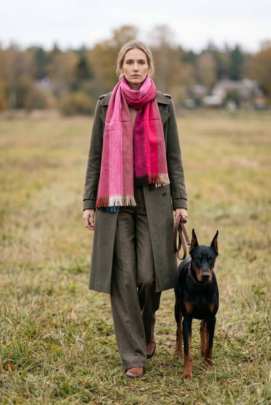Poppy's Alpaca Scarf - Pink and Red Ombré Stripe